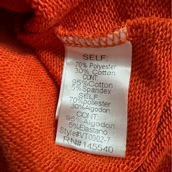 Vanilla Bay Doublehood Sweatshirt Women's S Orange/Gray/Striped Hoodie Thumbhole - Picture 9 of 9